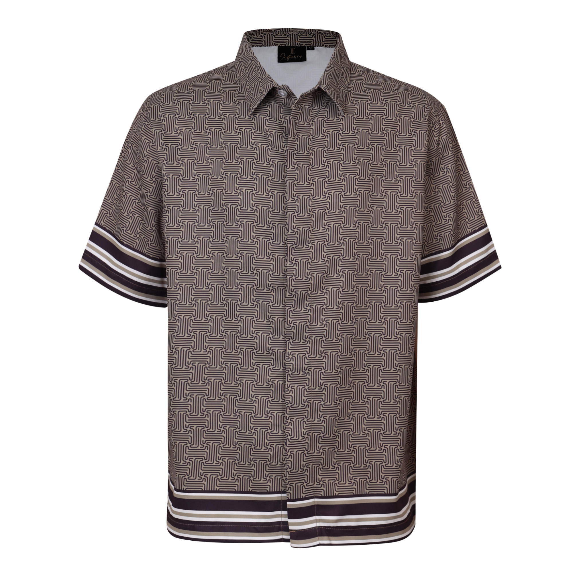 Inferis Riviera Maze Set Shirt. Bruin. Voorkant